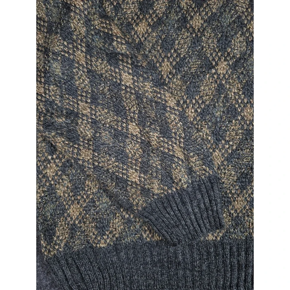 Towncraft Mens Diamond Pattern Knit Chunky Grandpa Sweater Pullover Size XLT